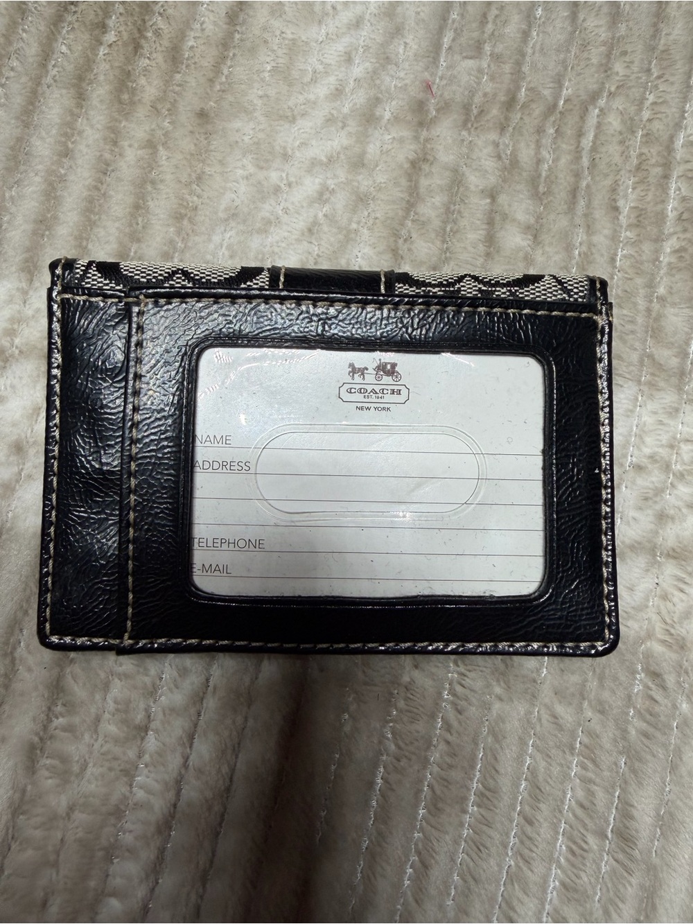 Coach Black Signature Canvas Card Case Wallet - Picture 2 of 4